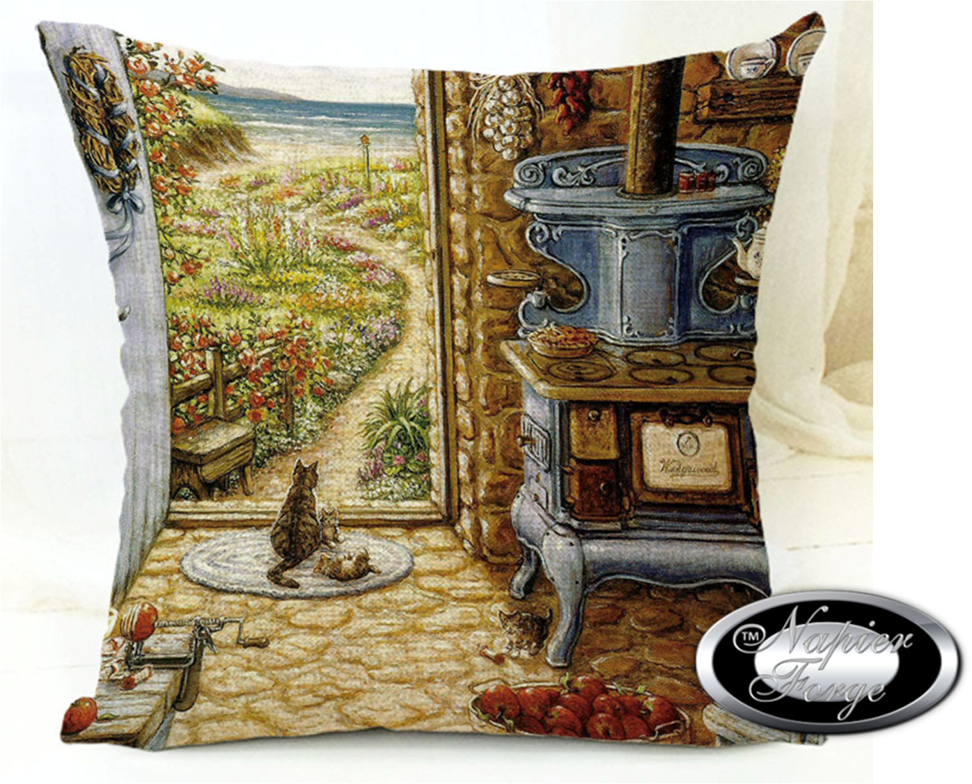 Farmhouse Cotton Linen Blend Cushion Cover 45cm x 45cm - Design Olde Homestead Cooker