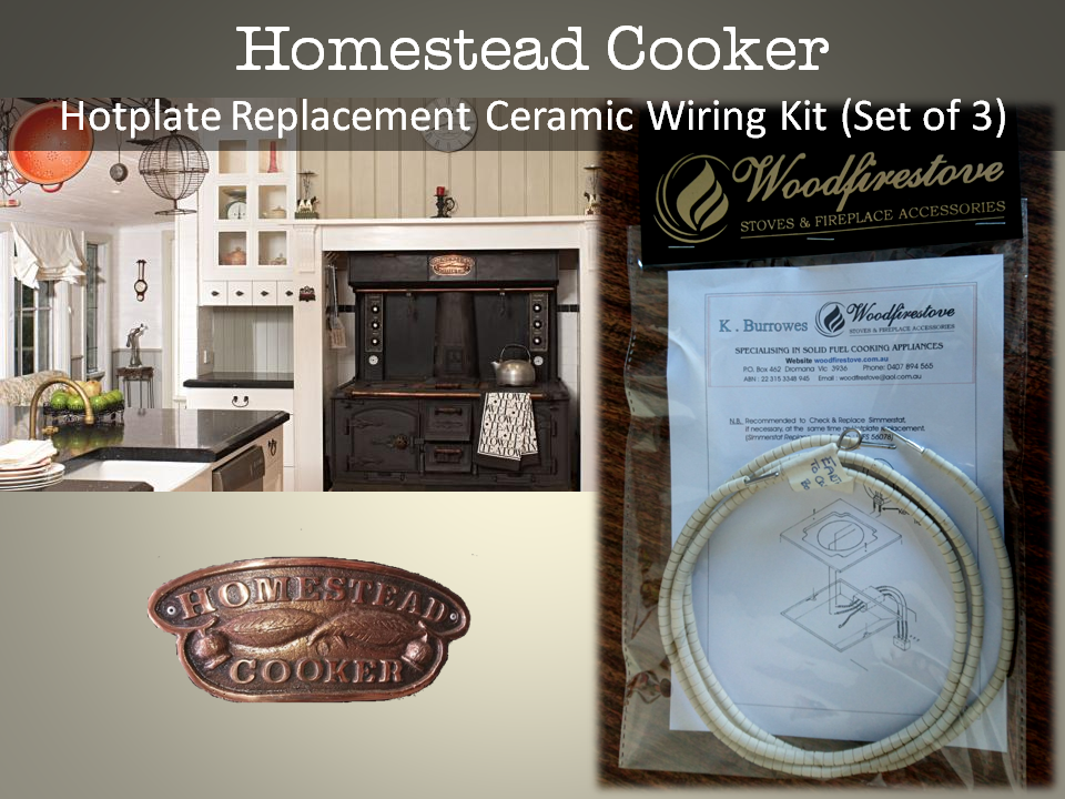 HOMESTEAD COOKER Hotplate Ceramic Wiring Kit (Set of 3) Replacement to suit models WE1 & WE2