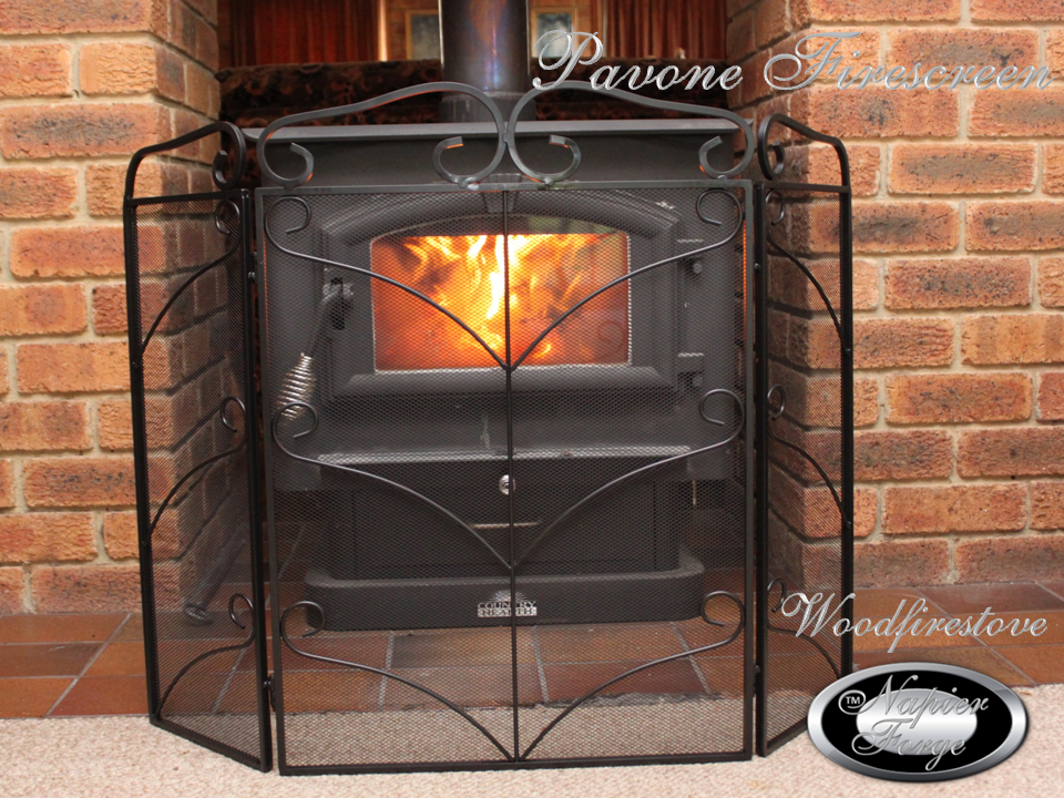 PAVONE Firescreen Decorative Wrought Iron adjustable petite fireplace screen