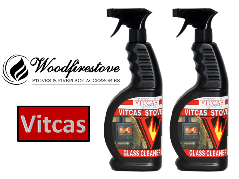 2 X VITCAS - WOOD HEATER / STOVE Glass Cleaner (650ML Pump) Premium from UK
