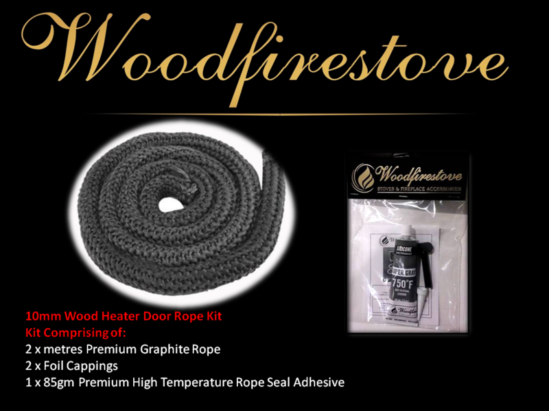 WOOD STOVE & HEATER Premium Graphite Fibreglass DOOR ROPE SEAL KIT (10mm) - 2 Metres *Free Shipping