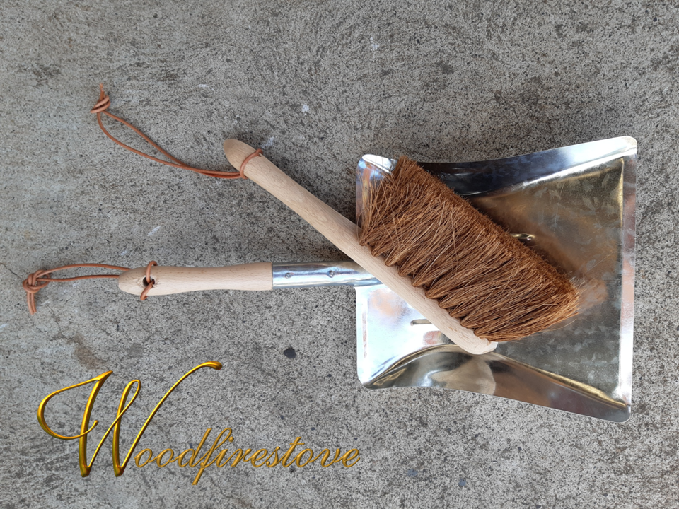 Fireplace RUSTIC BRUSH & LARGE SHOVEL SET with leather hanger