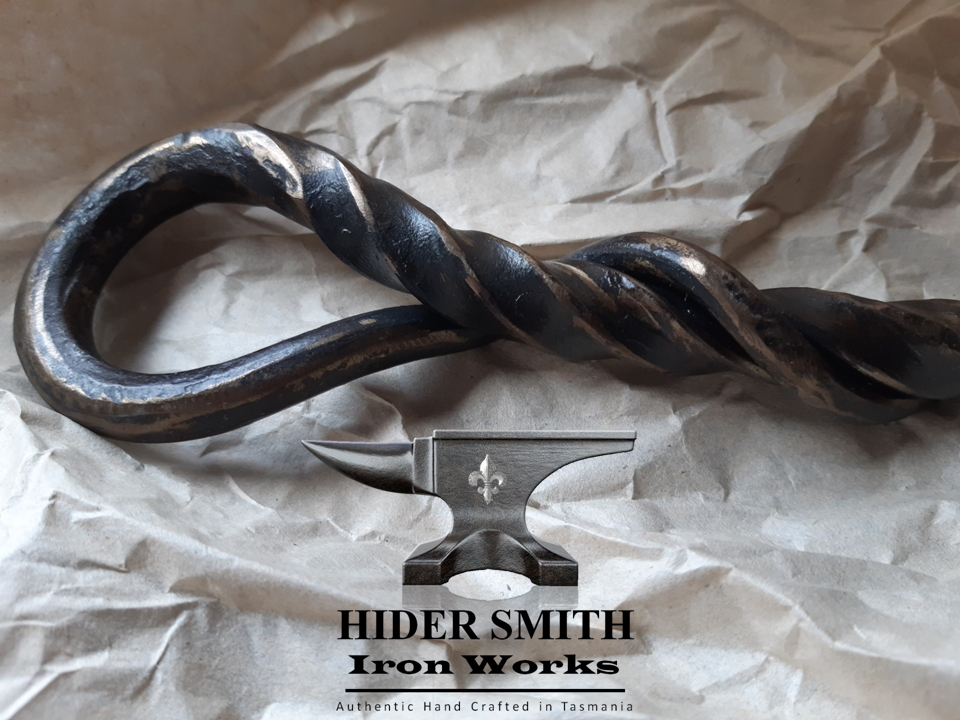 AUTHENTIC HAND MADE FIREPLACE POKER Twisted Hot Forged Wrought Iron 12mm *Australian Made