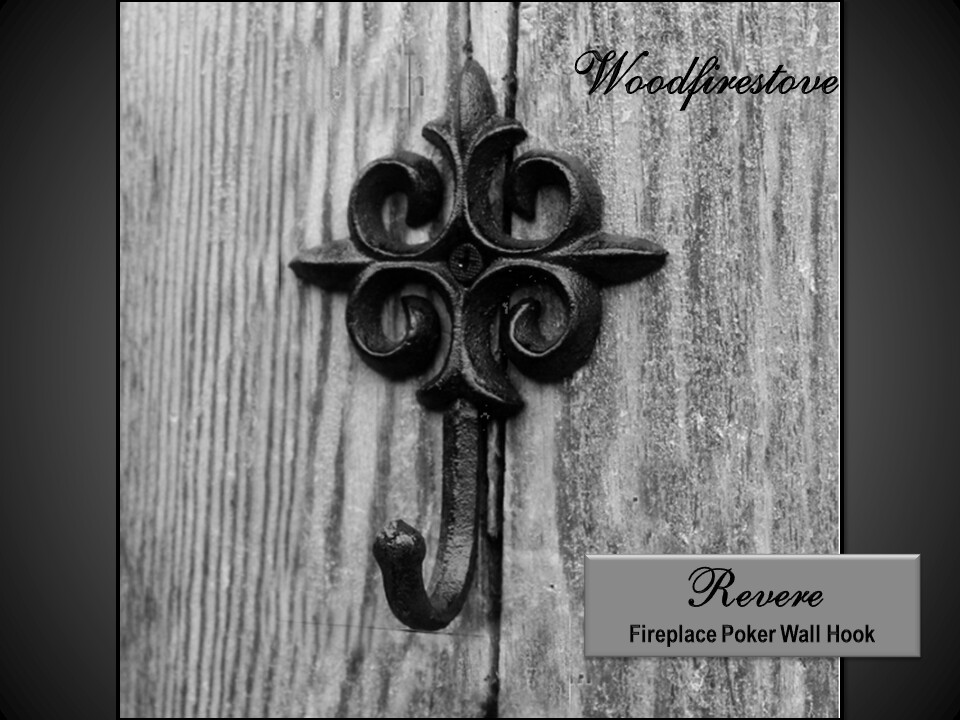 REVERE Cast Iron Firetool POKER Holder - Wall Hook