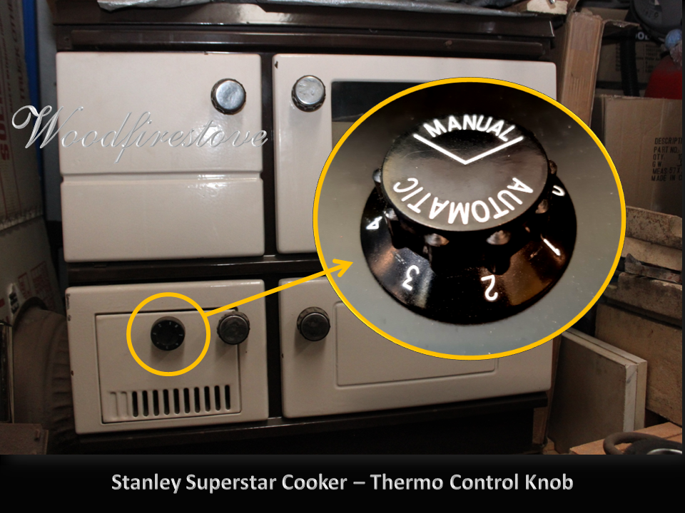 STANLEY SUPER STAR MK2 WOOD STOVE Thermo Control Knob - Black