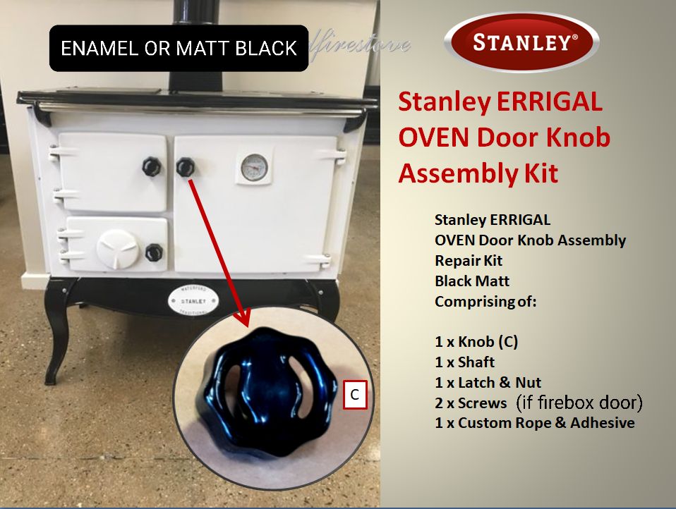 Stanley Errigal OVEN Door Knob (Matt Black) Assembly Kit -