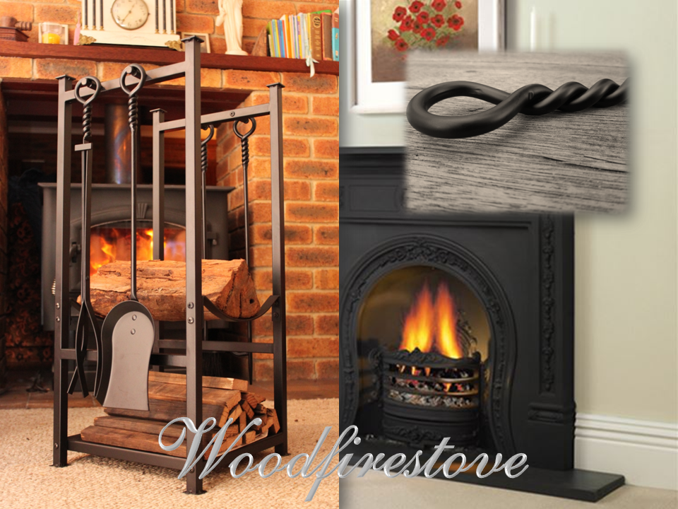 RIPPLEBROOK Indoor Log Rack with Kindling Holder and Fireplace Tools / Wood Holder FIREWOOD STORAGE