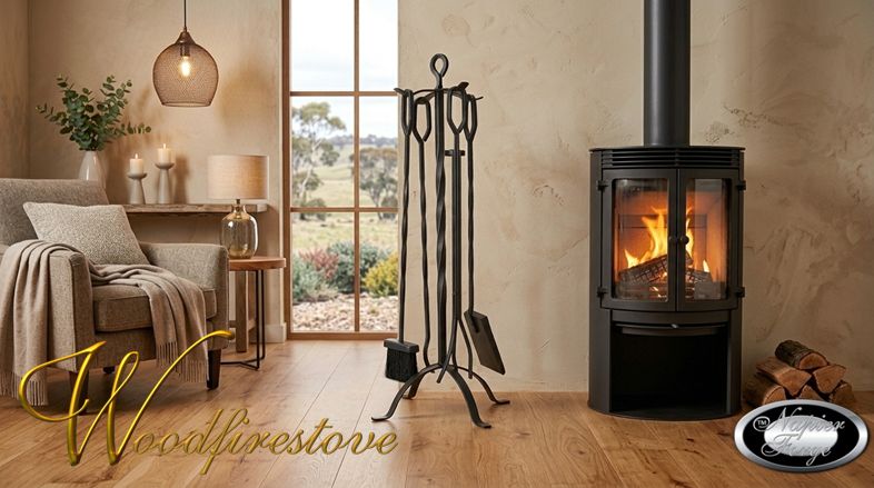 HAMPDEN  5 piece wrought iron design fireplace tool set (H81cm)