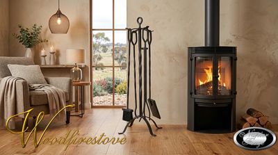 HAMPDEN  5 piece wrought iron design fireplace tool set (H81cm)
