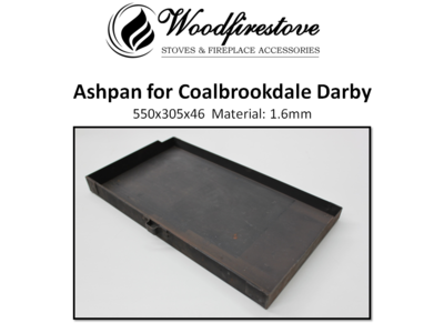 Fireplace ASH PAN for COALBROOKDALE DARBY 1.6mm steel (550 x 305 x 46mm) - ASHPANS