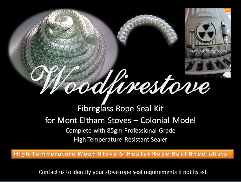 Mont Eltham 'COLONIAL' Pot Belly ROPE KIT for Lid, Firebox, Ashpit Door & Vitcas Black Stove Putty 500gms