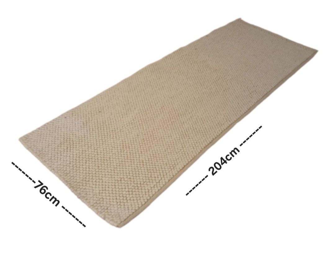 HOME DECOR RUNNER RUG - WOOL BLEND Natural Light Cream Large Loop Wool Blend (SECOND) 🔥🔥🔥  L204cm x W76cm