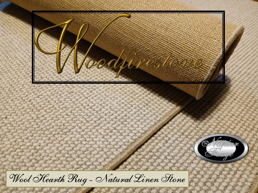 Pure Wool FIREPLACE HEARTH RUG - Natural LINEN STONE Textured Wool Loop