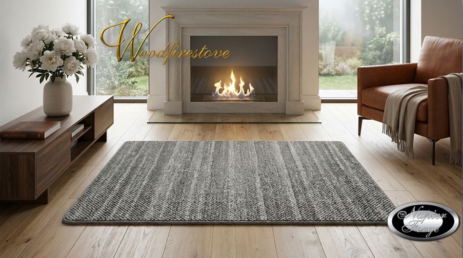 Pure Wool FIREPLACE HEARTH RUG - Natural Hearthstone Two Tone (Premium Wool Berber)