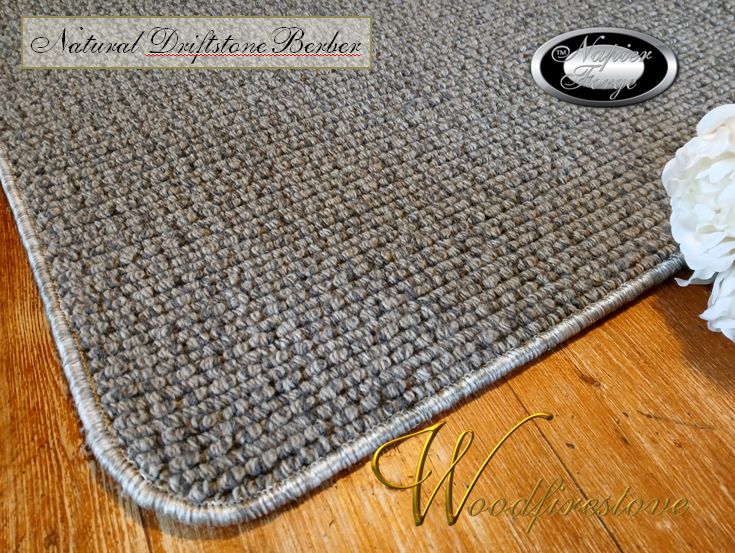 Pure Wool FIREPLACE HEARTH RUG - Natural Driftstone Grey - Warm Two Tone