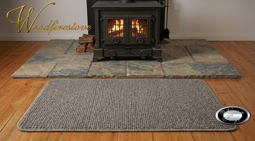 Pure Wool FIREPLACE HEARTH RUG - Natural Driftstone Grey - Warm Two Tone