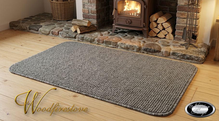 Pure Wool FIREPLACE HEARTH RUG - Rustic STONEWASH Grey