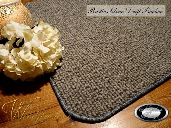 Pure Wool FIREPLACE HEARTH RUG - Rustic Silver Drift - Two Tone