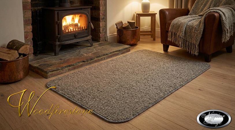 Pure Wool FIREPLACE HEARTH RUG - Rustic Silver Drift - Two Tone