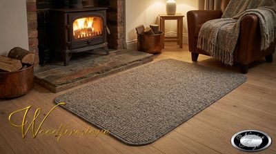 Pure Wool FIREPLACE HEARTH RUG - Rustic Silver Drift - Two Tone