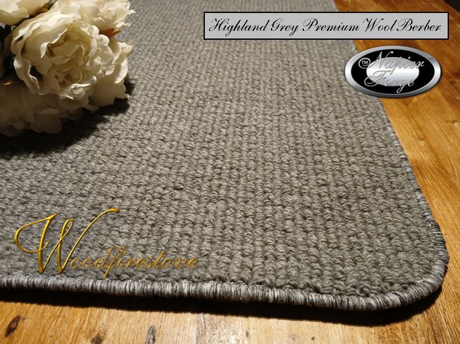 Pure Wool FIREPLACE HEARTH RUG - PREMIUM Natural HIGHLAND GREY - (70cm X 150cm) Longer than standard size