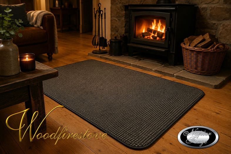 Pure Wool FIREPLACE HEARTH RUG - Rustic Graphite Grey - Low Profile 🔥🔥🔥 Clearance Discontinued