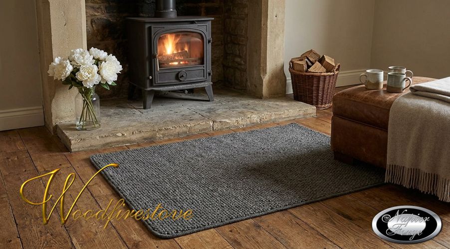 Pure Wool FIREPLACE HEARTH RUG - Stone Ridge Grey - Premium Berber