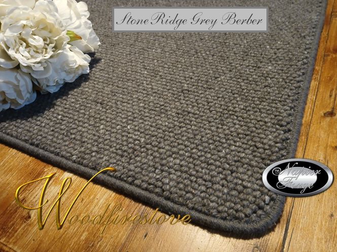 Pure Wool FIREPLACE HEARTH RUG - Stone Ridge Grey - Premium Berber (70cm X 150cm) Longer than standard size