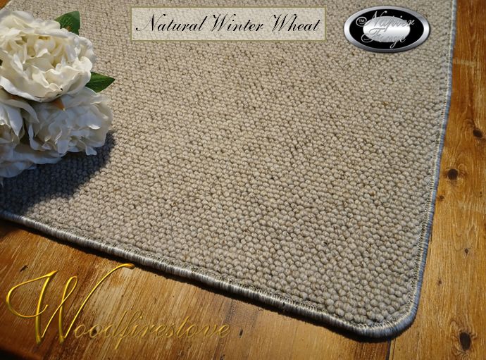 Pure Wool FIREPLACE HEARTH RUG - Natural WINTER WHEAT- (70cm X 150cm) Longer than standard size