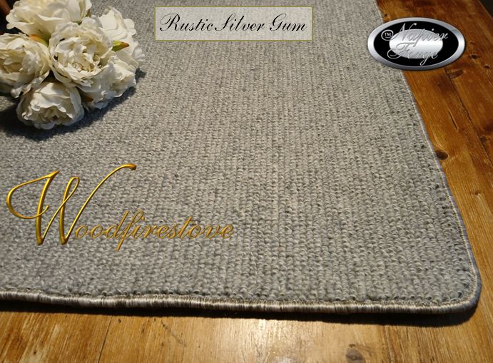 Pure Wool FIREPLACE HEARTH RUG - Rustic SILVER GUM