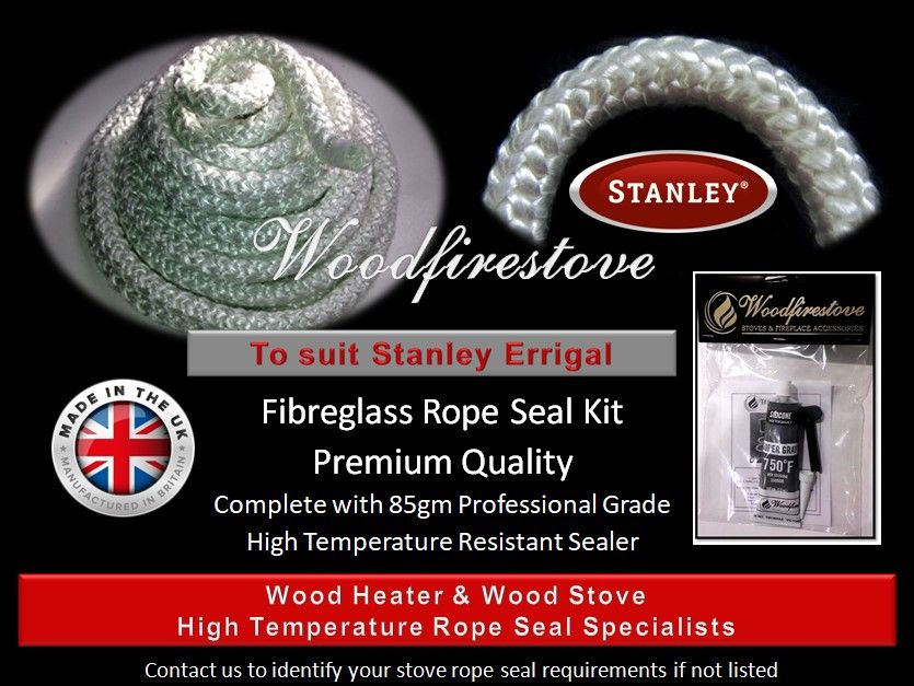 STANLEY ERRIGAL WOOD STOVE Fibreglass ASHPIT DOOR Rope Seal Kit (12mm) - Custom