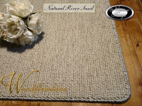 Pure Wool FIREPLACE HEARTH RUG - Natural RIVER SAND