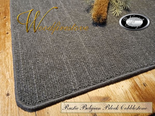 Pure Wool FIREPLACE HEARTH RUG - Rustic BELGIAN BLOCK COBBLESTONE