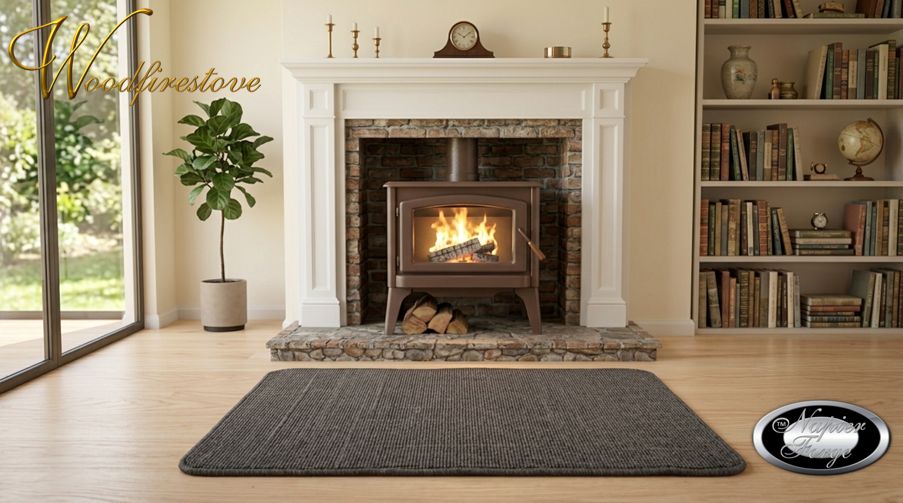 Pure Wool FIREPLACE HEARTH RUG - Rustic BELGIAN BLOCK COBBLESTONE