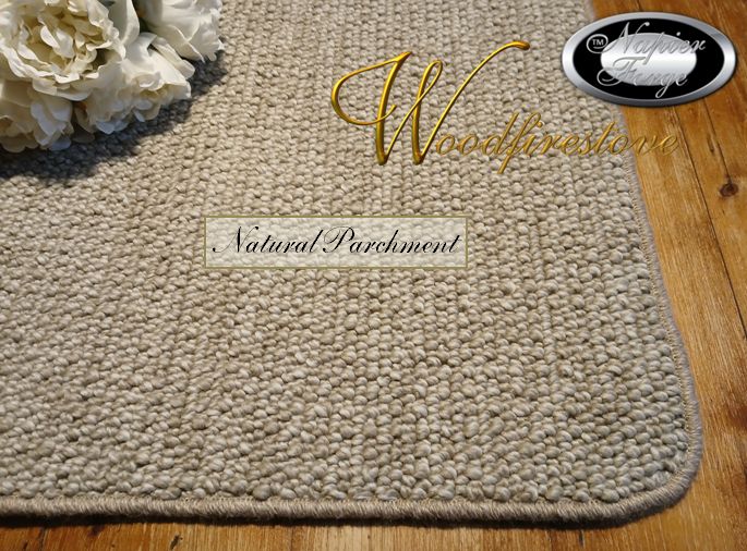 Pure Wool FIREPLACE HEARTH RUG - Natural PARCHMENT Premium Wool Loop