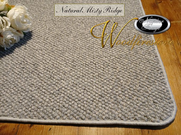 Pure Wool FIREPLACE HEARTH RUG - Natural MISTY RIDGE Premium Wool Loop (70cm x 150cm) Longer than Std