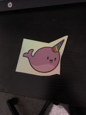 Prismatic Narwhal 3x2.53” stickers