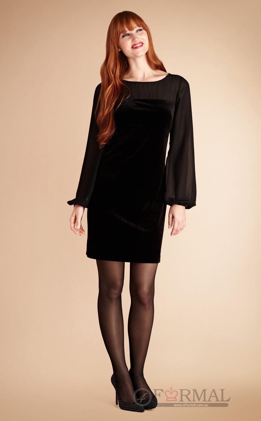 Long Sleeves Scoop Black Short Formal Prom Dress