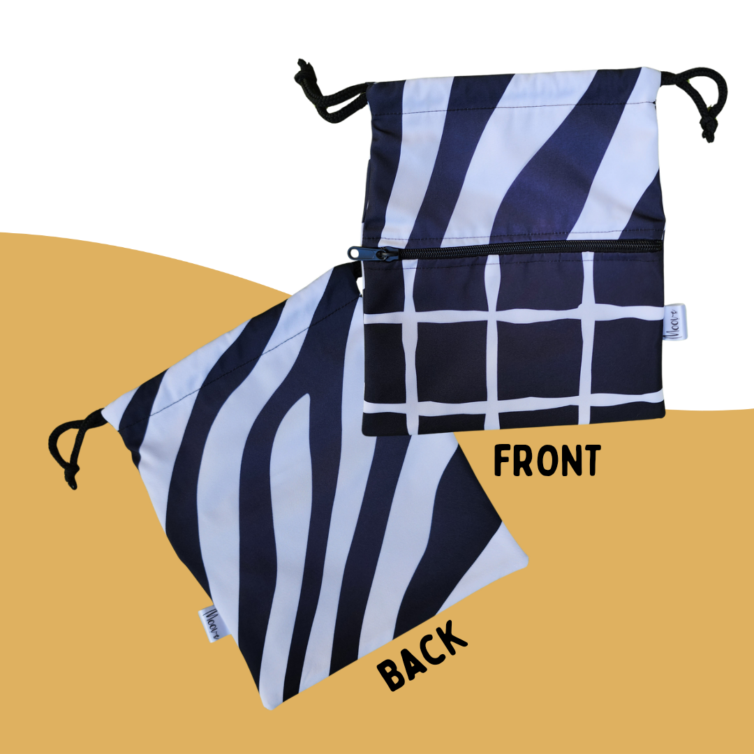 ZIPPED POUCH - Zebra/Squares