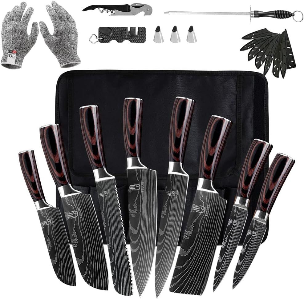 FULLHI Knife Set, 14pcs Japanese Knife Set, Premium Stainless Steel Kitchen Knife Set