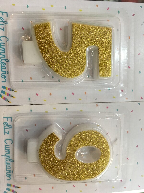 VELA NUMERO GLITTER ORO 