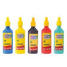 COLA VINILICA COLOR ACRILEX 37ML TODOS LOS COLORES