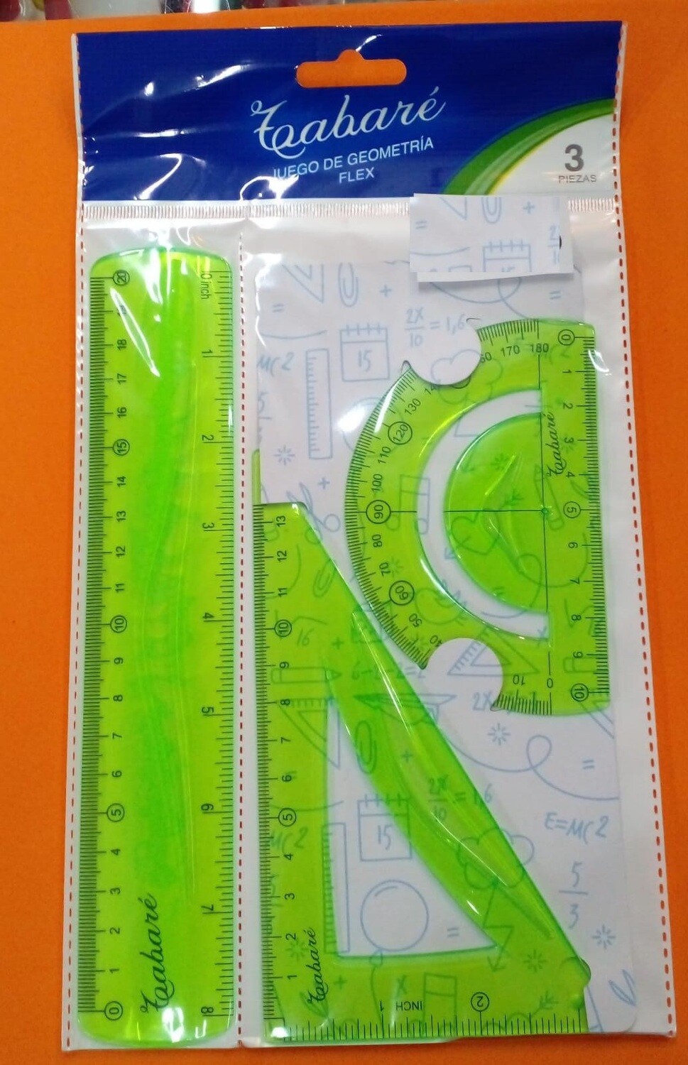 JUEGO DE GEOMETRIA TABARE FLEXIBLE 3PZAS 20CM