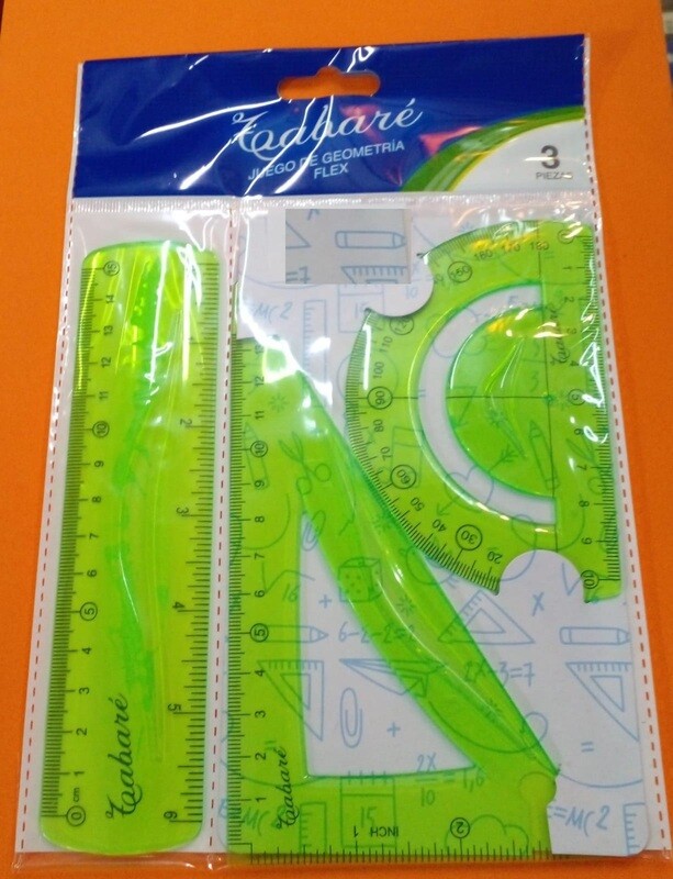 JUEGO DE GEOMETRIA TABARE FLEXIBLE 3PZAS 15CM