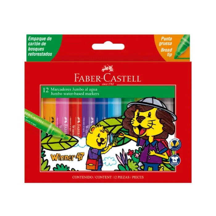 MARCADOR FABER CASTELL X 12 GRUESOS WINNER 