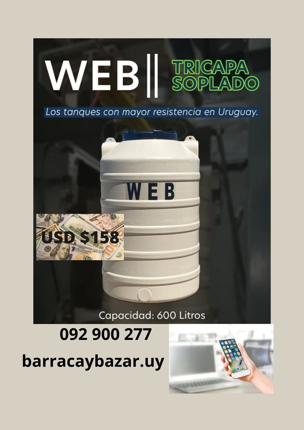 TANQUE 600 LT WEB TRICAPA SOPLADO