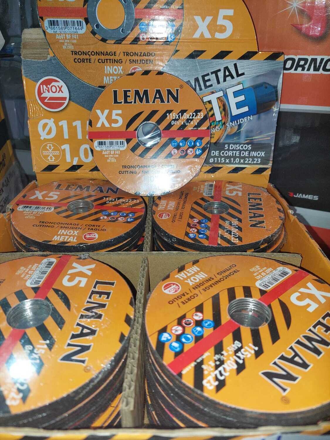 DISCO 4 1/2 CORTE METAL X 5 UNIDADES LEMAN