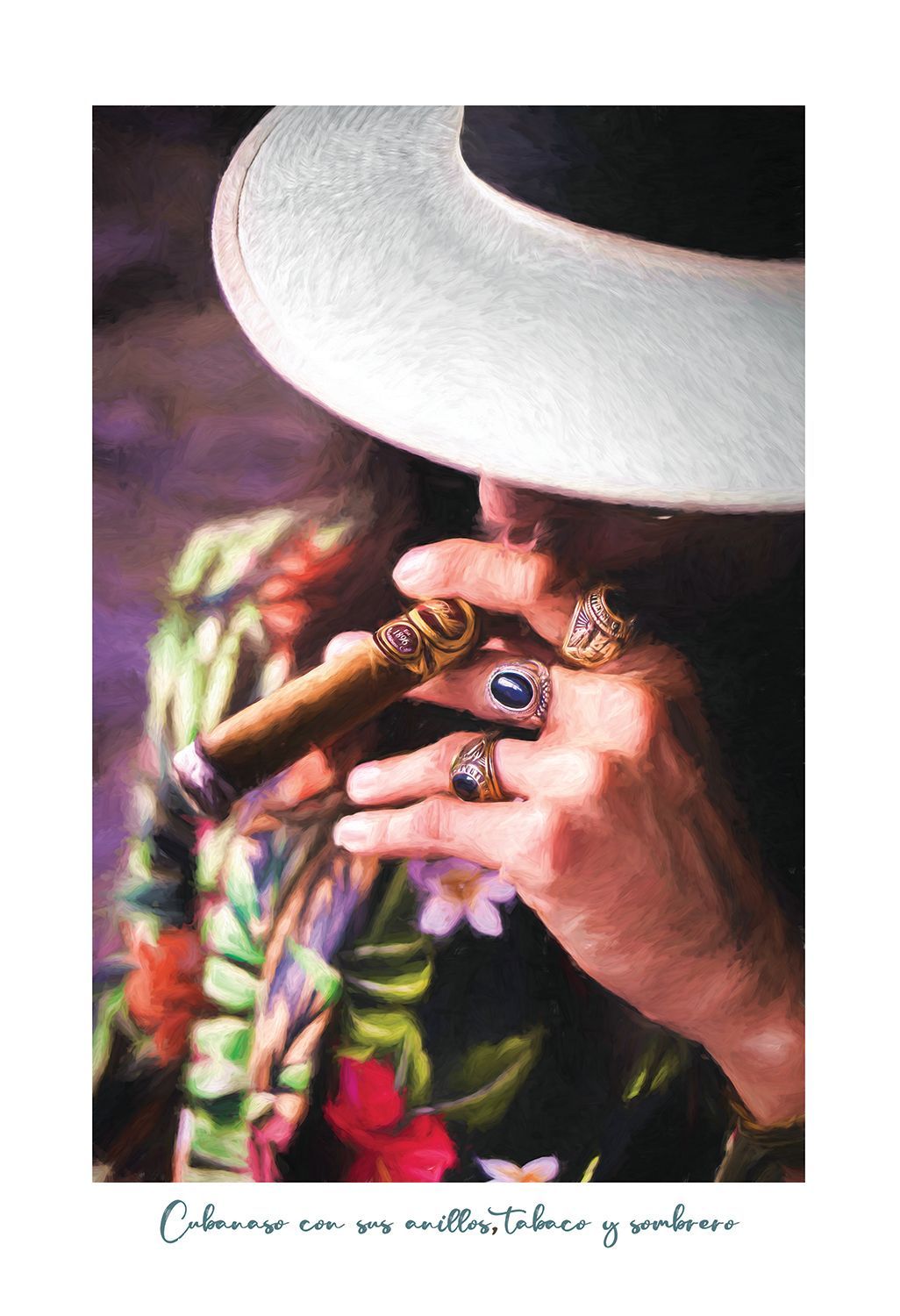 Cubanazo con su tabaco, prendas y sombrero