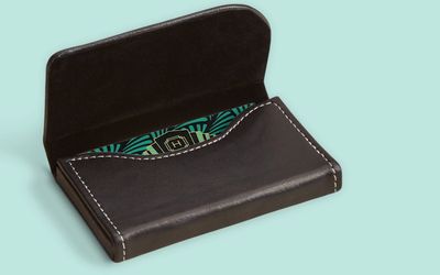 Black Leather Horizontal Business Card Holders