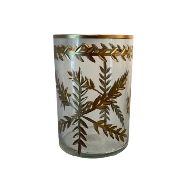 Small Gold Etched Glass Cylinder